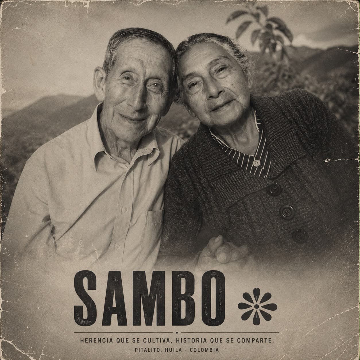 Pareja mayor que representa la historia familiar de SAMBO
